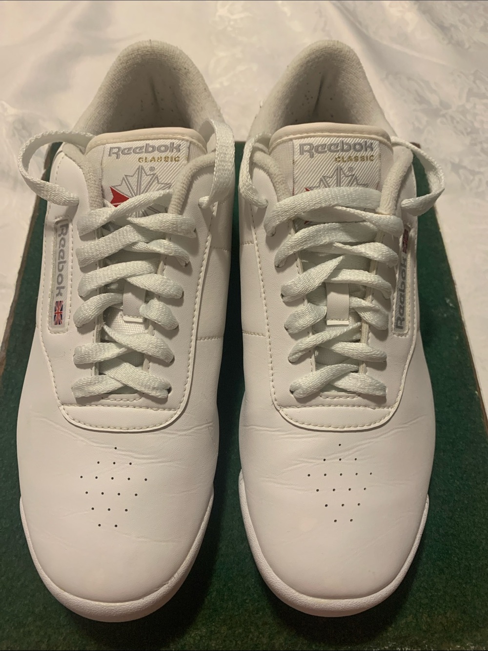 Reebok White Classic Leather Sneakers with Red Accent